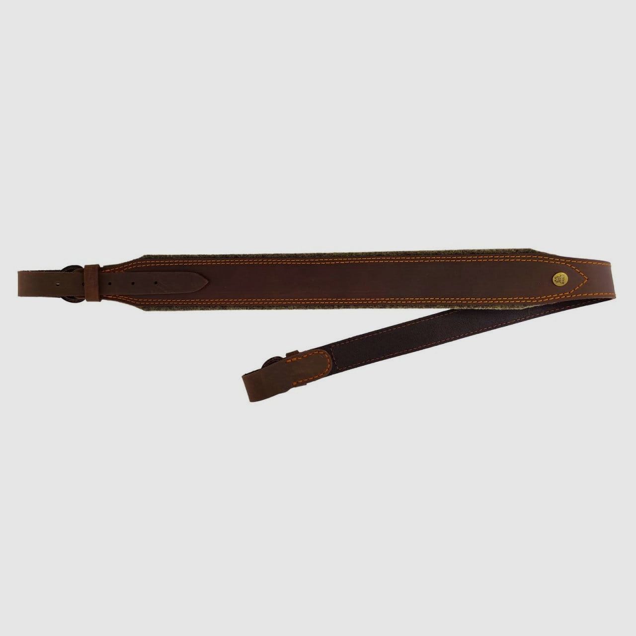 AKAH rifle sling pull-up leather with wool felt 5 cm