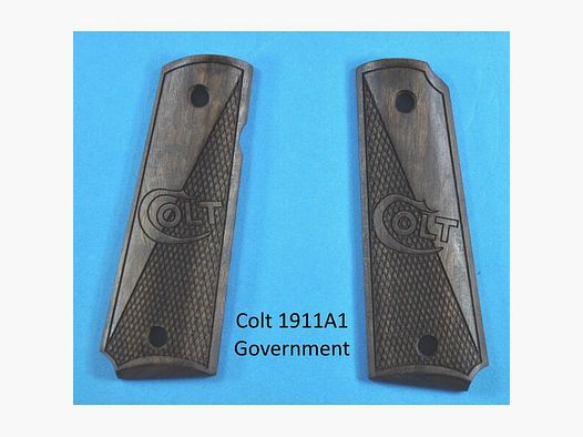 Nussbaum-Griffschalen für Colt 1911A1 Governement mit Teil-Fischhaut und  Colt-Logo