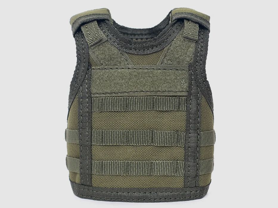 Mini Schutzweste für Bierflasche / Weinflasche / Thermosflasche - Oliv