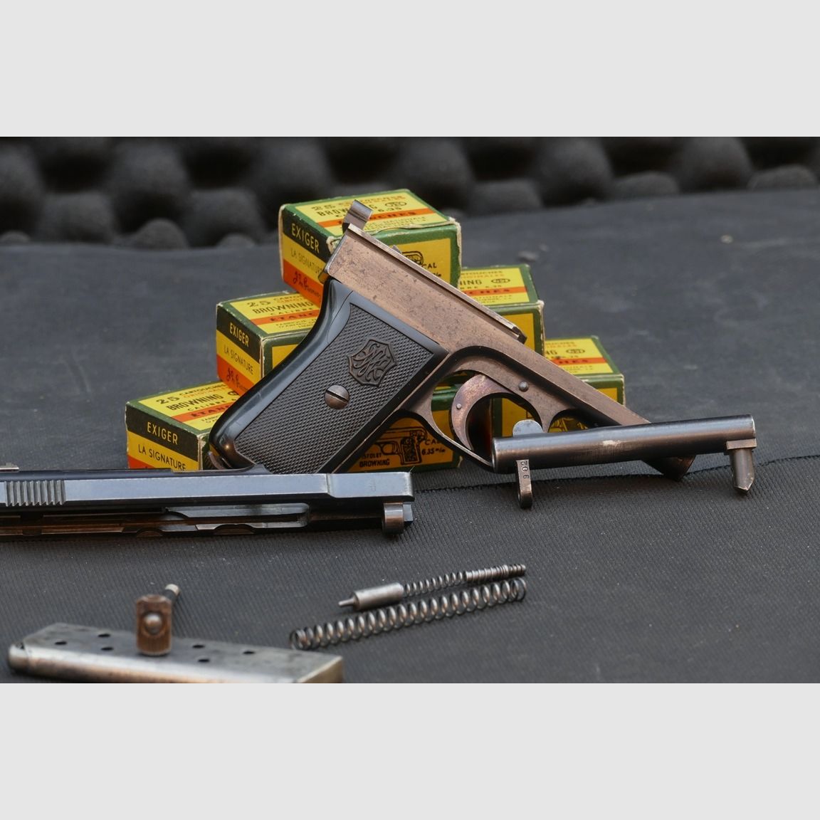 Mauser 1910, 765mm Browning, Ersatzteilträger, Lauf aufgebaucht.