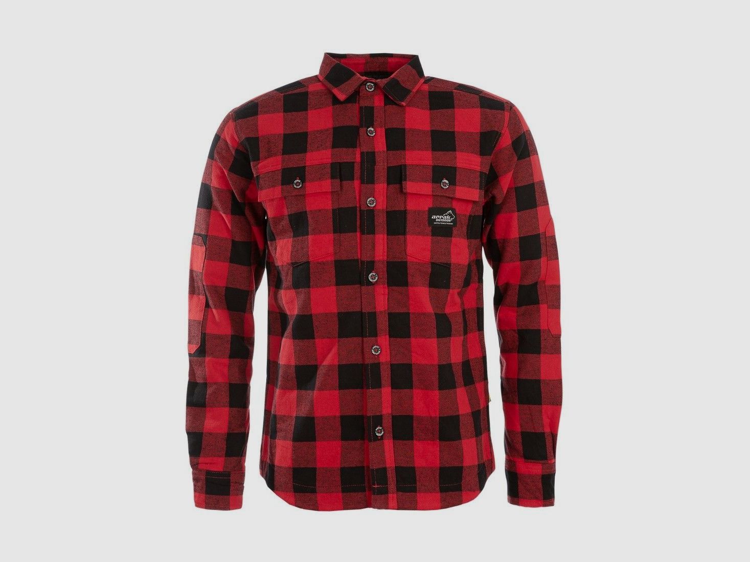 Arrak Outdoor Gefüttertes Flanellhemd Herren Rot/Schwarz XL