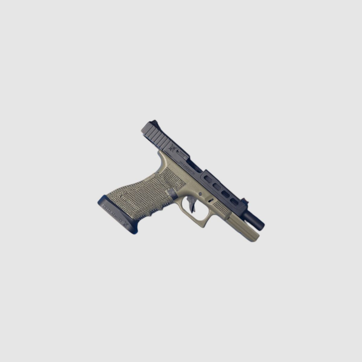 P06 GBB Airsoft Pistol with Grip Stippling in Olive | Delta Armory