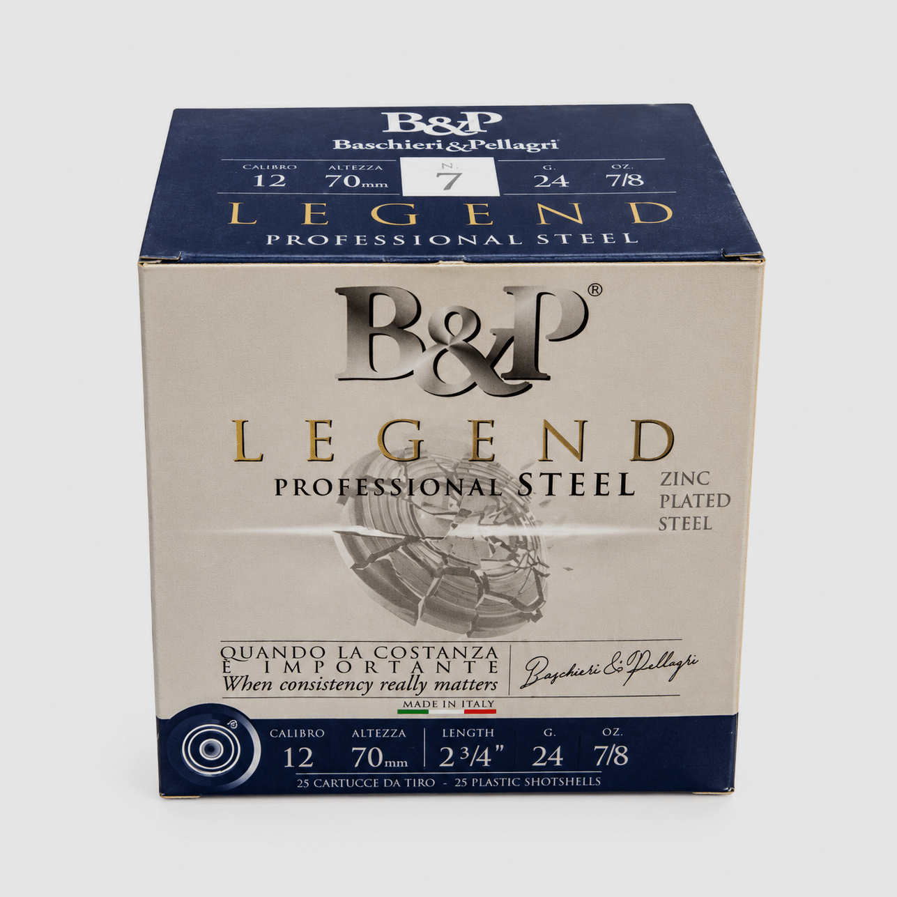 12/70 Baschieri & Pellagri F2 Legend Professional Steel – No. 7 / 2.5mm – 24g – 25 pz.