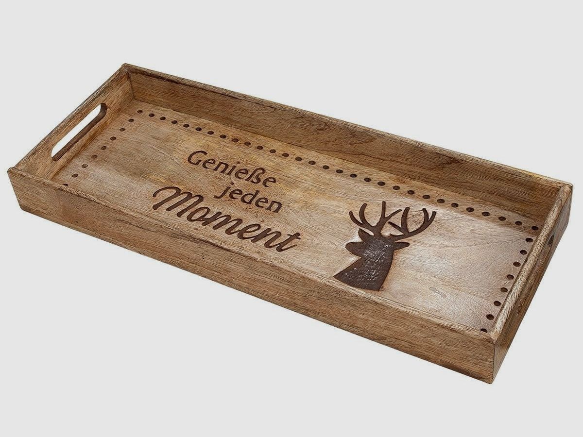 Gilde Deko Holz Tablett Hirsch