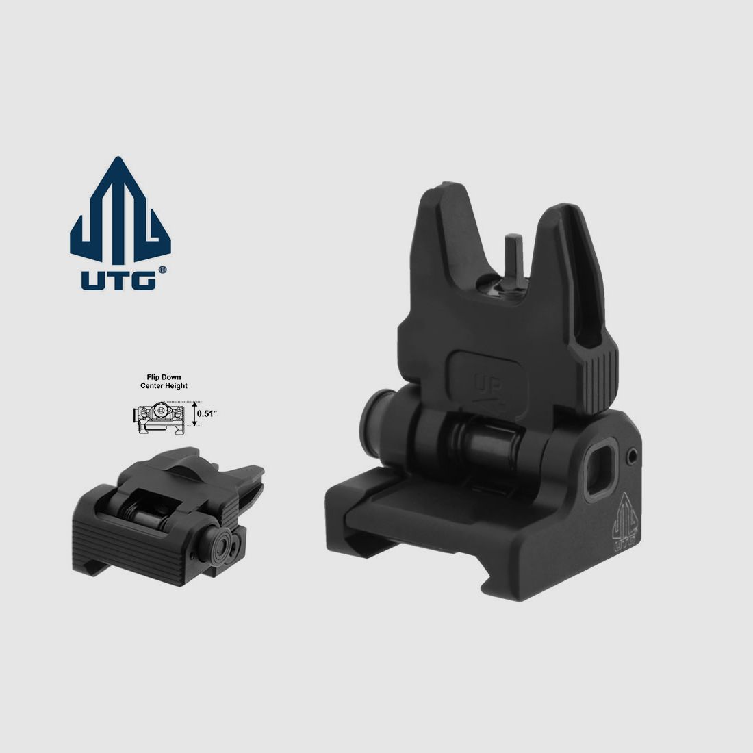 UTG Visierung vorne fĂĽr Sturmgewehr AR-15, fĂĽr Weaverschiene, federunterstĂĽtzt, posi lock