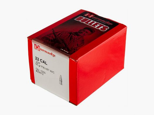 Hornady Bullets 224″ (.22 cal) 55gr FMJ+BT with Cannelure #22672 – 1000 pcs