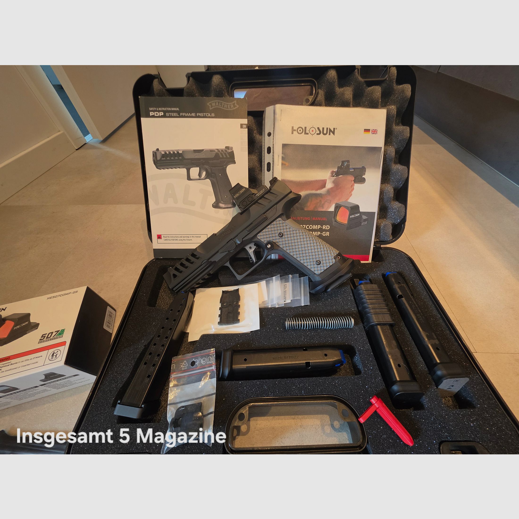 Walther PDP SF Match 5“ z Holosun 507COMP-GR i wieloma akcesoriami