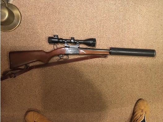 Kat C. Einzellader Büchse .45 colt von Baikal mit Zielfernrohr und Schalldämpfer