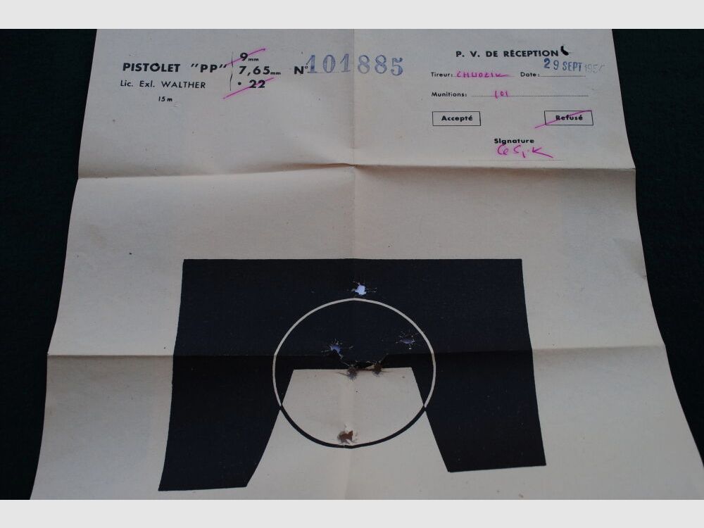 Walther PPK by Manuhrin, steel grip, original packaging with shot pattern