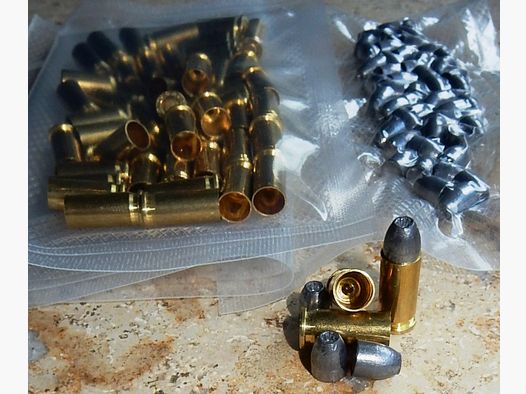 6,35 mm Browning / .25 ACP / .25 AUTO Ladeset / Ladekit 50 NEUE Hülsen + Geschosse