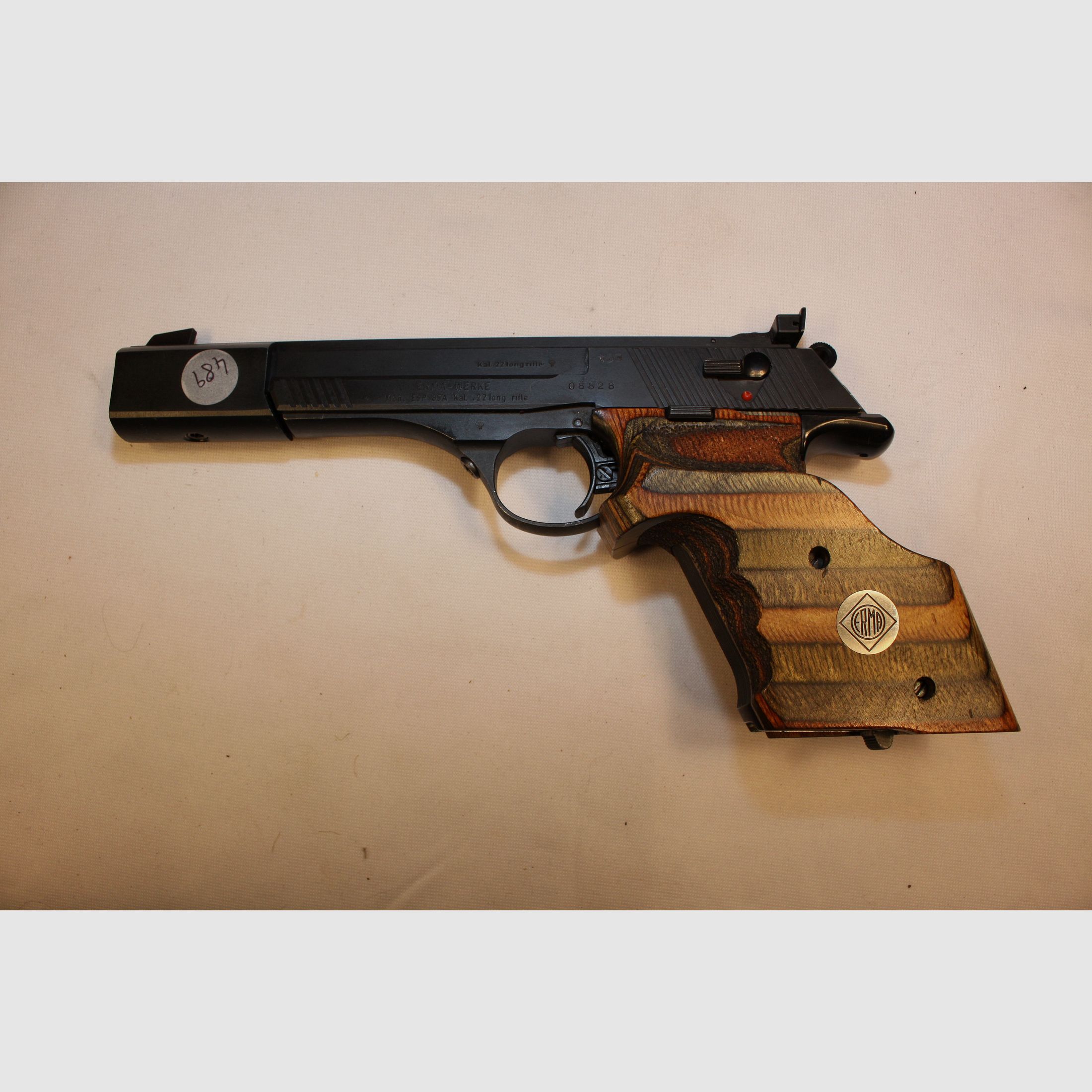 Erma ERP 85A Matchpistole im Kaliber .22 mit 6 Zoll Lauflänge. - ohne Magazin.