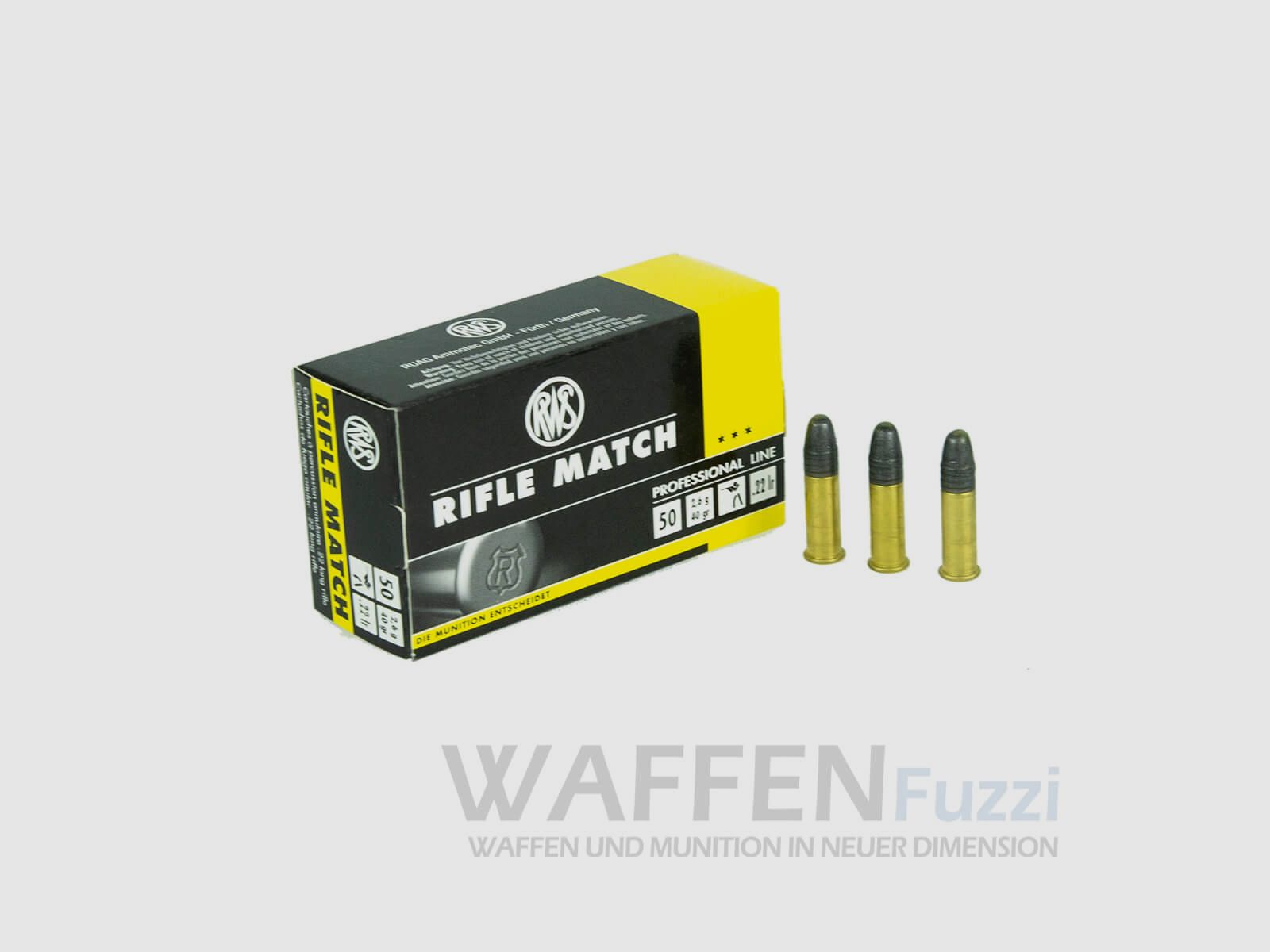 Cartouche RWS Rifle Match calibre .22lr 50 coups