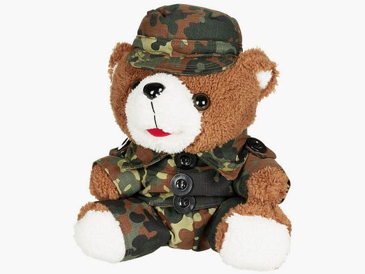 BW-TEDDYBÄR MIT MÜTZE - 28CM - FLECKTARN