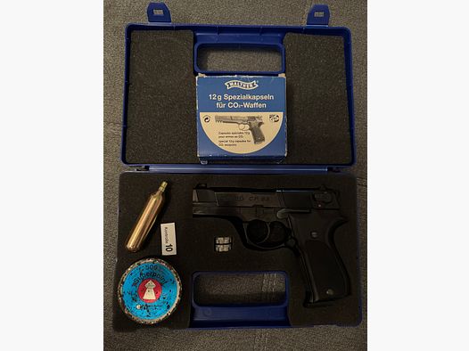 Pistolet à air comprimé CO2 Walther CP 88 (4,5mm Diabolo) – ensemble complet dans une mallette avec accessoires & reçu