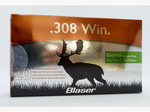 Blaser .308 Win. CDC 10,4g/160gr. Büchsenpatronen Bleifrei