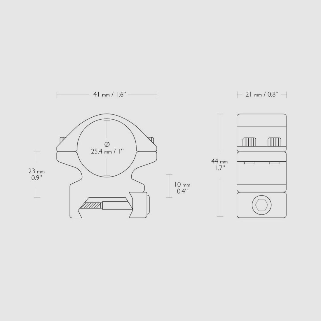 Mocowanie pierścienia HAWKE, szyna Weaver/Picatinny, tubus: 1" średni