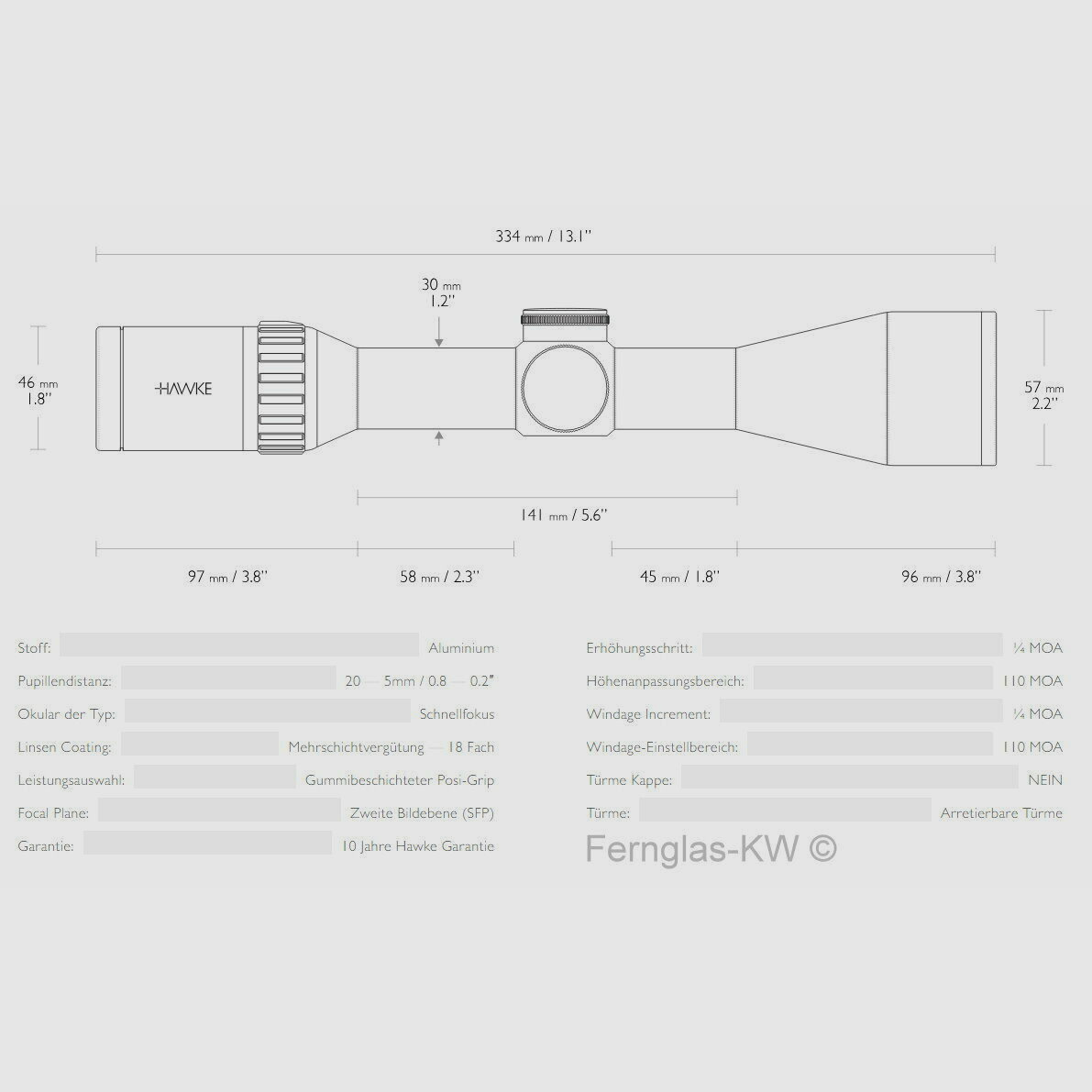 BWare HAWKE 16321 ENDURANCE 30 WA 2.5-10x50 Zielfernrohr LRC 10x Absehen MOA. V401