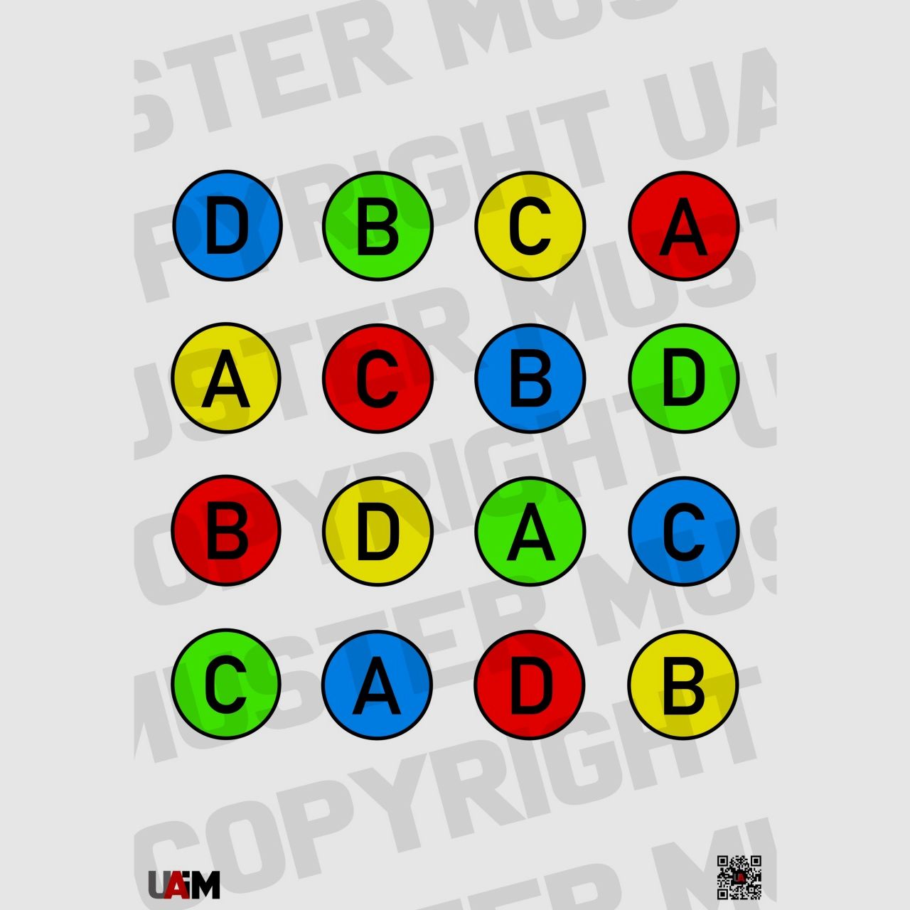 Letter Color Dot Target DIN A1 - Target for versatile drills and concepts...