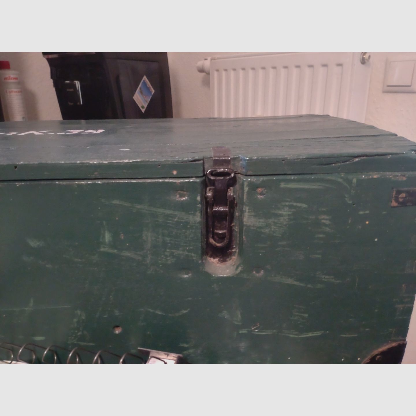 Caja de municiones - 2ª Guerra Mundial - 1940 - WM - Sello - Madera "Kart. 15cmK39" #Raro#