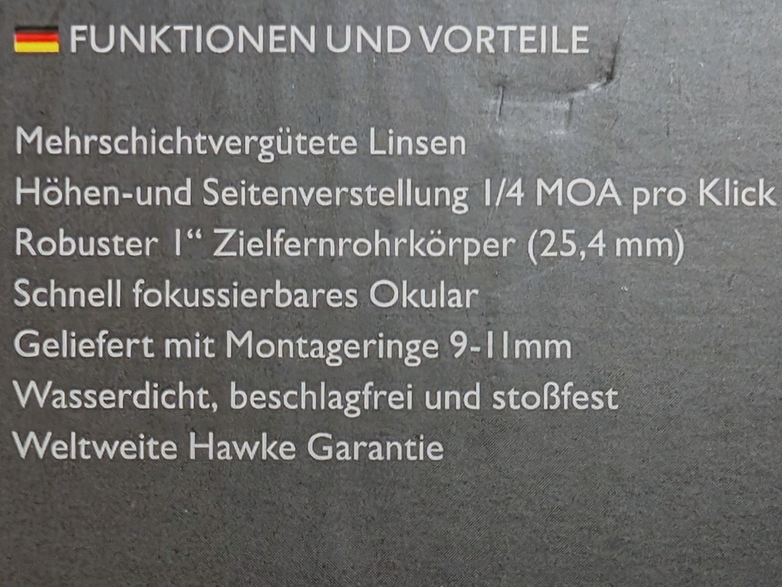 Hawke Fast Mount 4x32 (Mil Dot) inkl. Montageringe 11 mm, wie neu