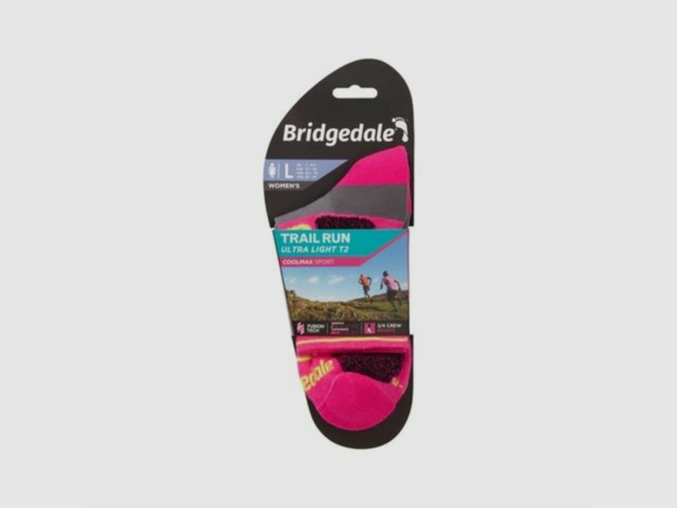 Dames Trailrunning Sokken Roze Bridgedale Ultralight T2, afbeelding 2 van 2