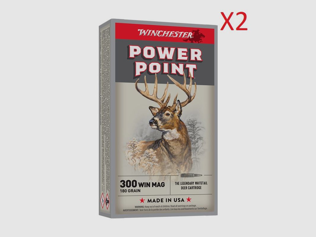 Lot de 2 - Boites de 20 Balles Winchester - Power Point - Cal.300WM - 180Grs