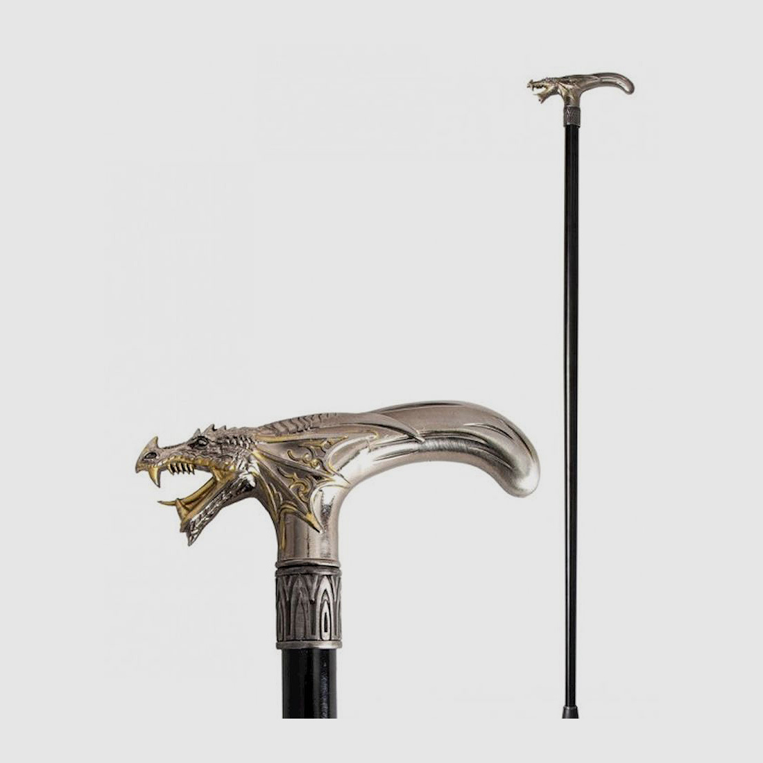 Walking stick with dragon head handle