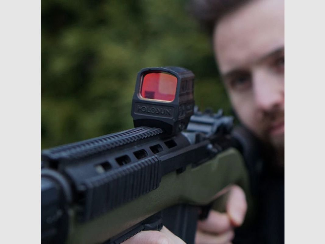 Holosun Mirino Reflex HE512T-RD con Reticolo Rosso: Punto 2MOA & Punto Circolare 65MOA, immagine 3 di 9