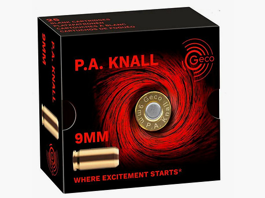 Pyro Munition Schreckschuss 9mm PA	 GECO Knallpatronen Platzpatronen Silvester Self Defence