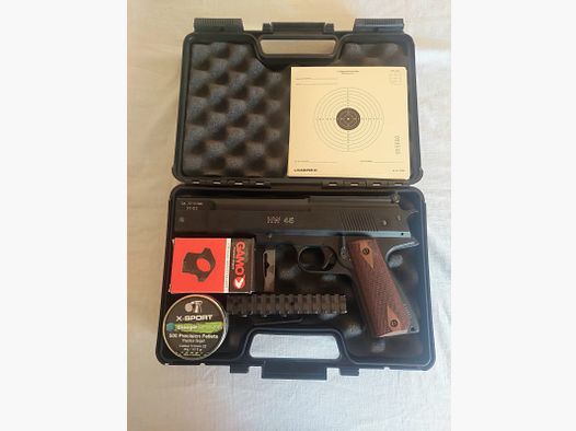 Weihrauch HW45 air pistol 5.5 mm Diabolo blued + accessories