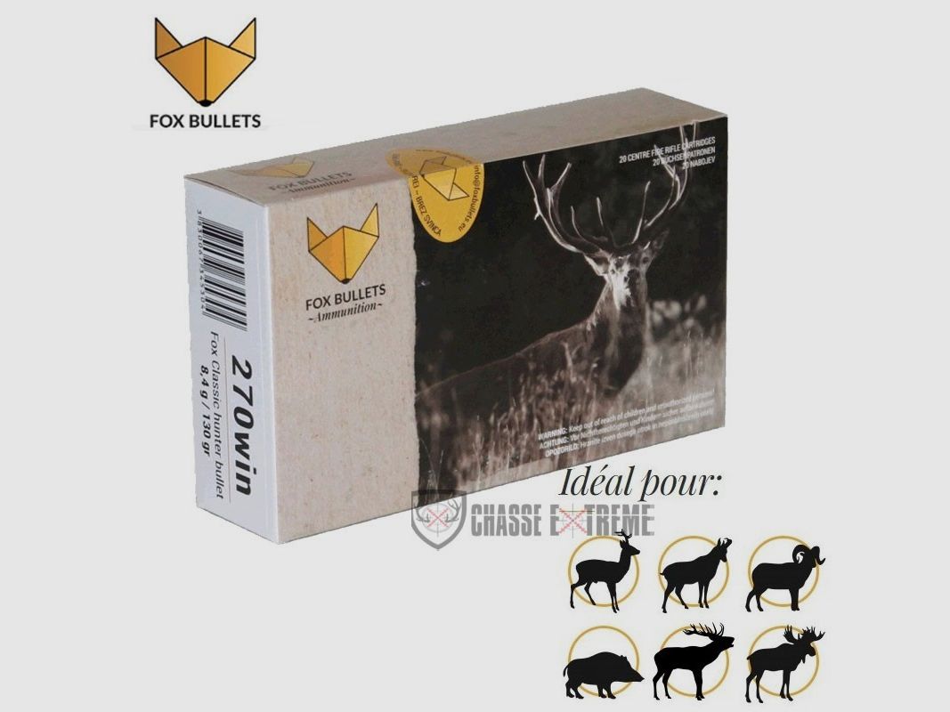 20 Patronen FOX BULLETS Kal. 270 Win 130Gr Fox Classic Hunter