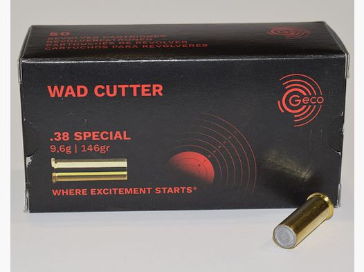 Box mit 50 Patronen GECO 38 Special 146 Grain Wad Cutter 2317536