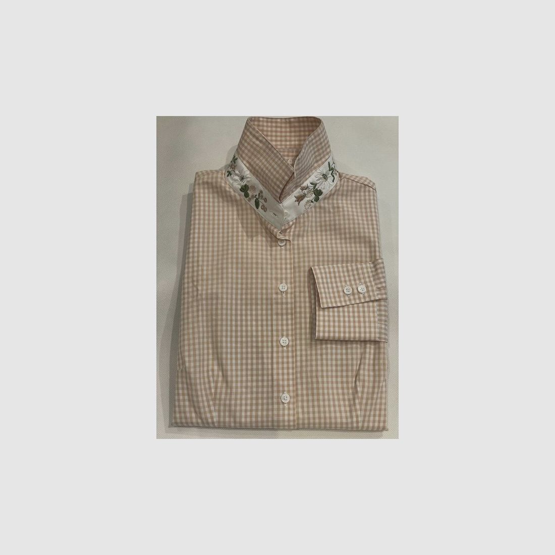 Wallmann Karo-Bluse mit Blumen in Beige, Bild 1 von 2
