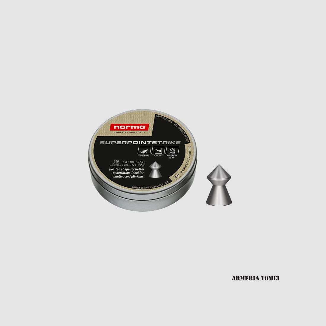 NORMA – SUPERPOINTSTRIKE 4,5MM (.177) <24JOULE 0,53g | 8,2gr (500 STK)