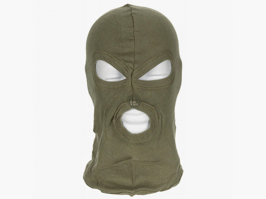 Balaclava, 3-Loch, dnn,oliv, 100 % Baumwolle