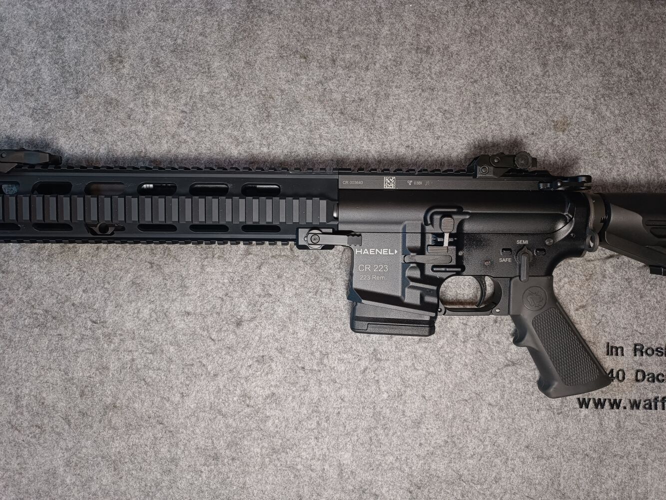 C.G. Haenel CR223 zwart met 16,75" met Oberland Arms kolf