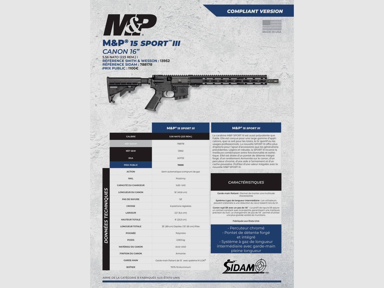 Smith & Wesson MP15 Sport III Repetierbüchse mit 16 Zoll Lauf Kaliber .223 Remington, Bild 3 von 3