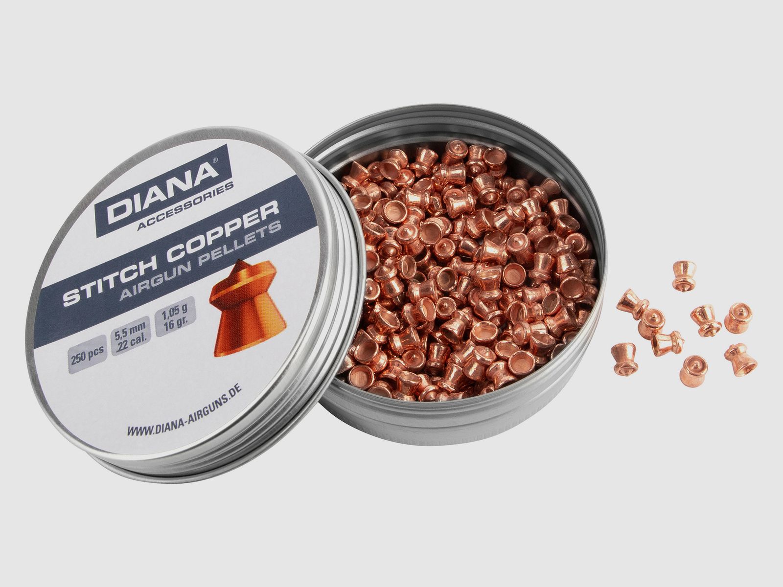 DIANA Spitzkopf Diabolos miedziowane gładkie 5,5mm 250 sztuk