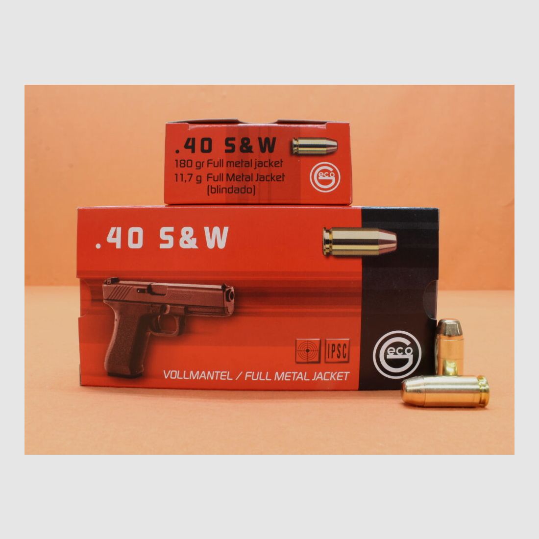 GECO Patrone .40S&W GECO 180grs FMJ (2317712) VE 50 Patronen/ 11,7g Vollmantel