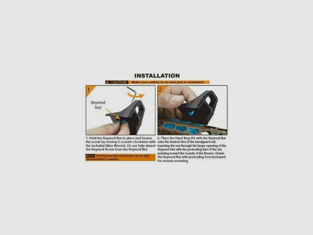 AR15 - AK47 - SUPER SLIM KEYMOD HAND STOP NERO, immagine 2 di 7