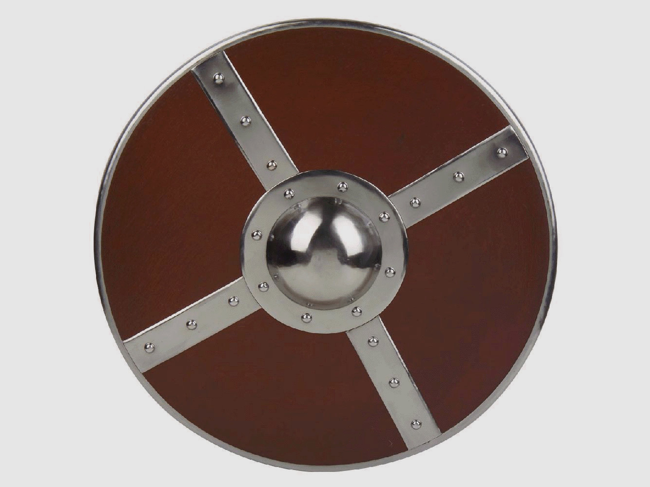 Combat wooden shield with steel fittings
