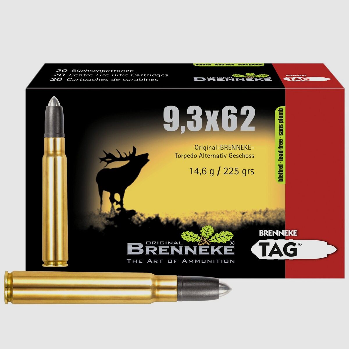 Brenneke 9,3×62 TAG bleifrei 14,6g/225grs. – 20 Stk.