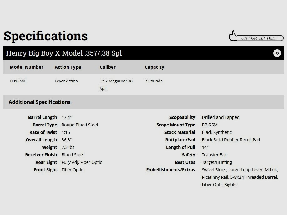 HENRY REPEATING ARMS BIG BOY X MODEL