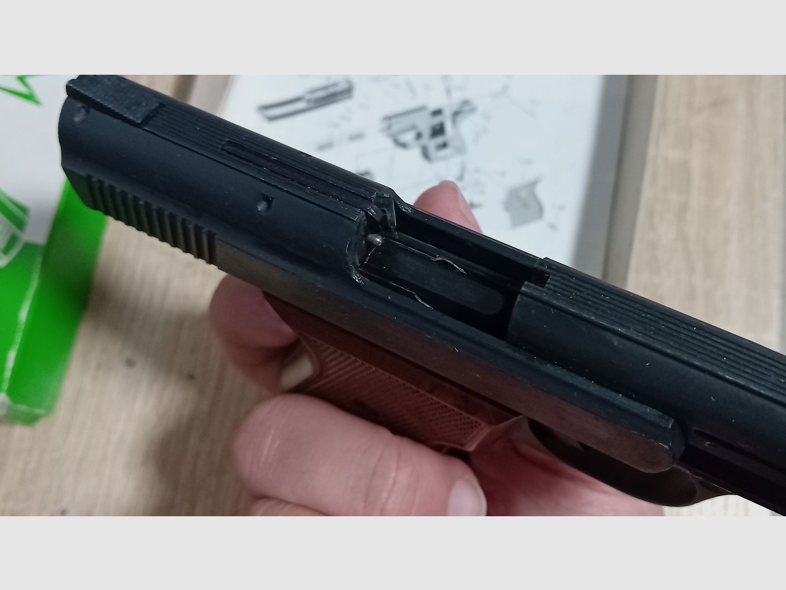 Alte Rhöner SM 15 Kal. 8 mm Knall im PTB 83/2 mit Verpackung!