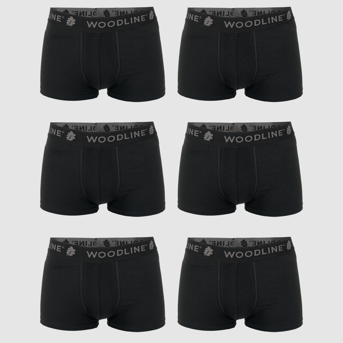 Woodline Boxershorts Schwarz, 6er-Pack