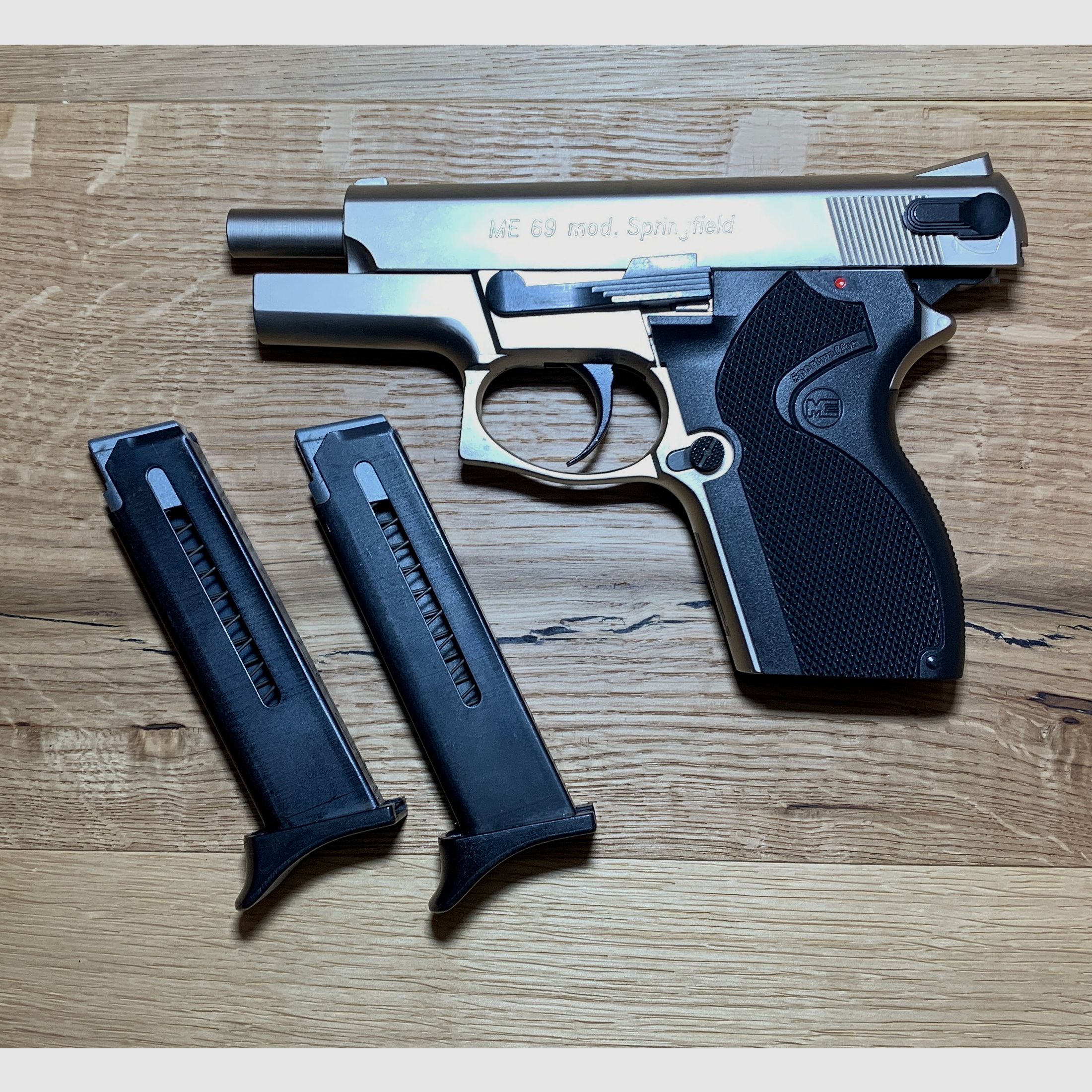 ME 69 Springfield (Mini Para) signal pistol, matte nickel-plated, 9mm P.A.K.