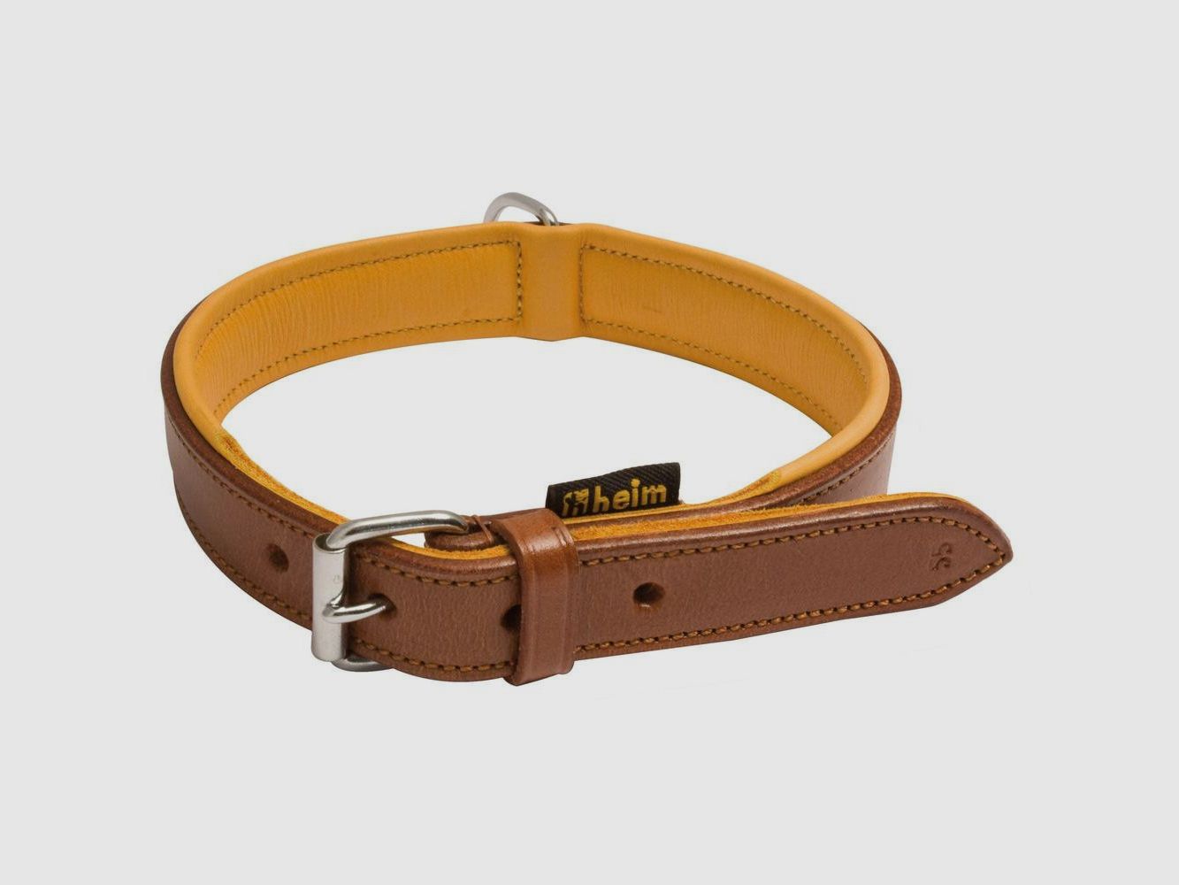 Hundehalsband Leder Heim - Braun Doppelt Leder - Widerstandsfähig und Bequem - Für Hunde mittlerer Größe, Bild 1 von 5