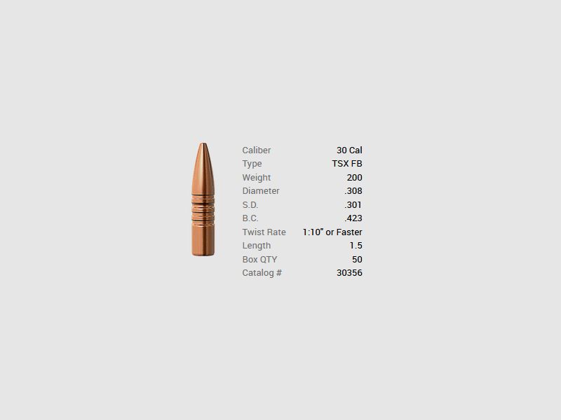 Barnes Geschoss .30/.308 200GR TSX FB 50 Stück