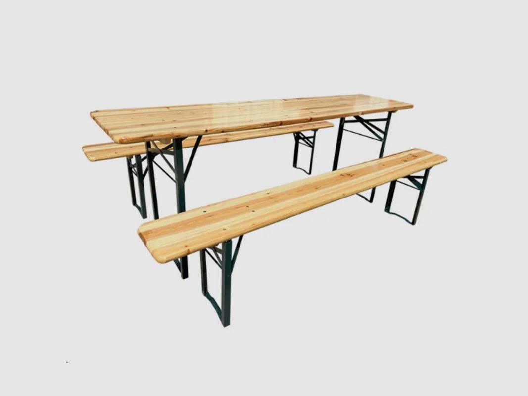 Set Brasserie: 1 Klapptisch 177 cm aus Kiefer mit 2 Klappbänken, Bild 1 von 2