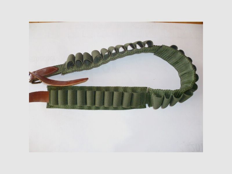 Patronengürtel für Schrot 12er+16er - 30 Schlaufen (3 x 10 Stck.) + Ledergürtel 120 cm